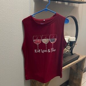 Red Wine & Blue Sleeveless Tank Top
